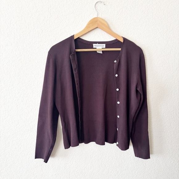 Worthington Brown and White Cardigan Sweater - Picture 1 of 7
